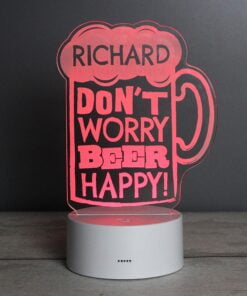 Personalised “”Beer Happy”” LED Colour Changing Light