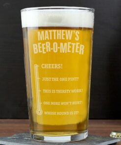 Personalised Beer-o-Meter Pint Glass
