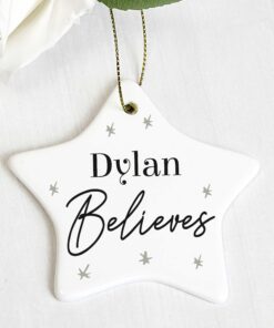 Personalised Believes Ceramic Star Decoration