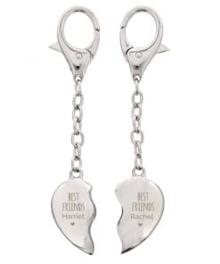 Personalised Best Friends Two Hearts Keyring