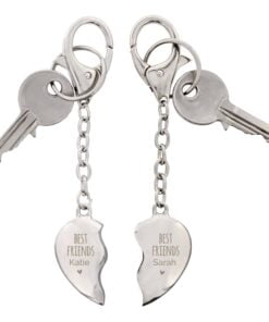 Personalised Best Friends Two Hearts Keyring
