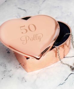 Personalised Big Age Rose Gold Heart Trinket Box