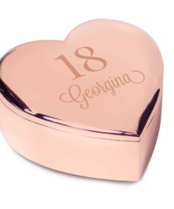 Personalised Big Age Rose Gold Heart Trinket Box