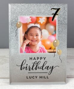 Personalised Birthday 4×4 Glitter Glass Photo Frame