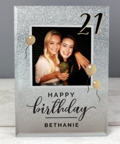 Personalised Birthday 4×4 Glitter Glass Photo Frame