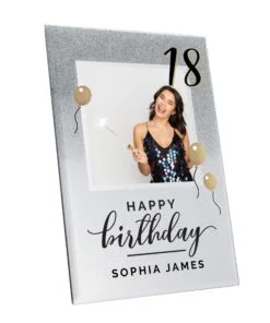 Personalised Birthday 4×4 Glitter Glass Photo Frame
