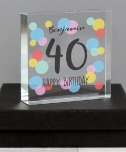 Personalised Birthday Colour Confetti Large Crystal Token