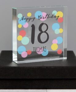 Personalised Birthday Colour Confetti Large Crystal Token