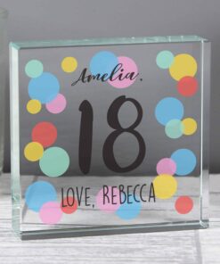 Personalised Birthday Colour Confetti Large Crystal Token