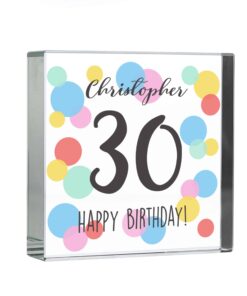 Personalised Birthday Colour Confetti Large Crystal Token