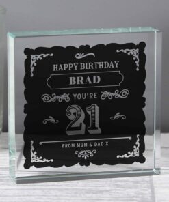 Personalised Birthday Vintage Typography Large Crystal Token