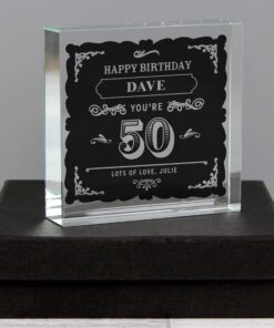 Personalised Birthday Vintage Typography Large Crystal Token