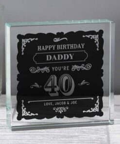 Personalised Birthday Vintage Typography Large Crystal Token