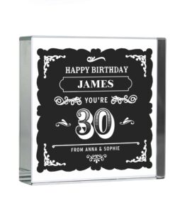 Personalised Birthday Vintage Typography Large Crystal Token