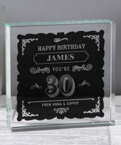 Personalised Birthday Vintage Typography Large Crystal Token