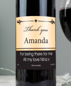 Personalised Black Border Red Wine