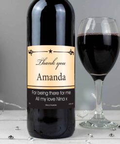Personalised Black Border Red Wine
