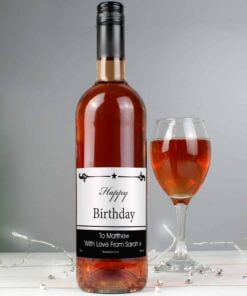 Personalised Black Border Rose Wine