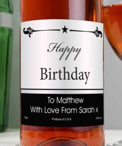 Personalised Black Border Rose Wine