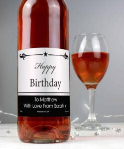 Personalised Black Border Rose Wine