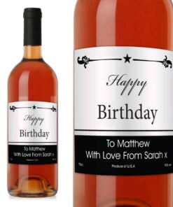 Personalised Black Border Rose Wine