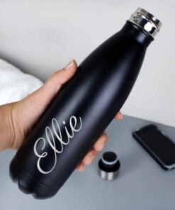 Personalised Black Metal Insulated Drinks Bottle