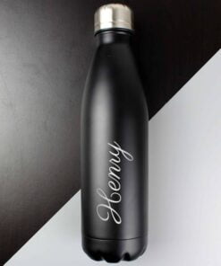 Personalised Black Metal Insulated Drinks Bottle