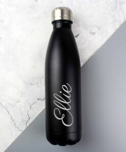 Personalised Black Metal Insulated Drinks Bottle