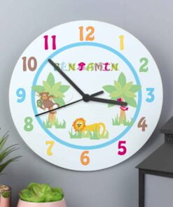 Personalised Blue Animal Alphabet Clock