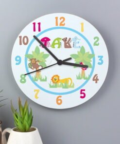 Personalised Blue Animal Alphabet Clock