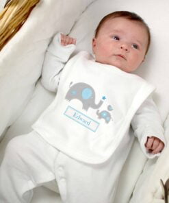 Personalised Blue Elephant 0-3 Months Baby Bib