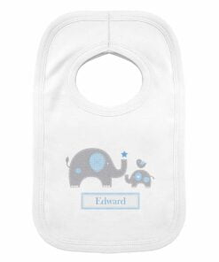 Personalised Blue Elephant 0-3 Months Baby Bib
