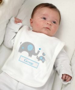 Personalised Blue Elephant 0-3 Months Baby Bib