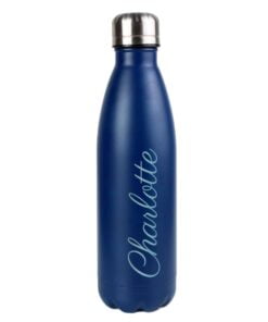 Personalised Blue Metal Insulated Drinks Bottle