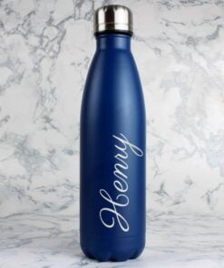 Personalised Blue Metal Insulated Drinks Bottle