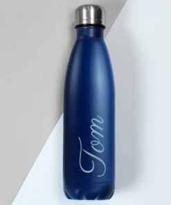 Personalised Blue Metal Insulated Drinks Bottle