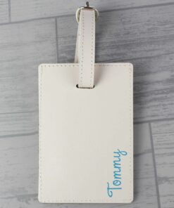 Personalised Blue Name Cream Luggage Tag