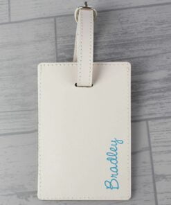 Personalised Blue Name Cream Luggage Tag