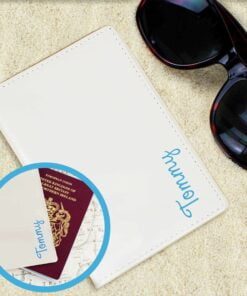 Personalised Blue Name Island Cream Passport Holder