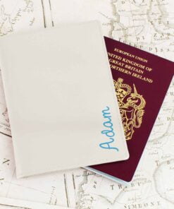 Personalised Blue Name Island Cream Passport Holder