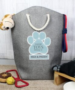 Personalised Blue Paw Print Storage Bag