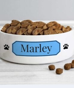 Personalised Blue Plaque 14cm Medium Pet Bowl