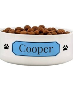 Personalised Blue Plaque 14cm Medium Pet Bowl