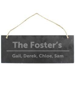 Personalised Bold Design Hanging Slate Plaque