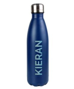 Personalised Bold Name Blue Metal Insulated Drinks Bottle