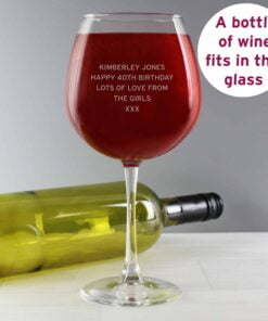 Personalised Bold Statement Bottle of Wine Glass