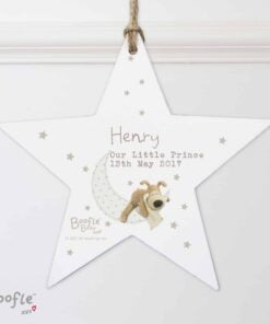 Personalised Boofle Baby Wooden Star Decoration