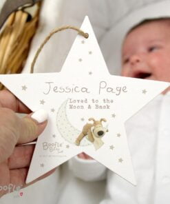 Personalised Boofle Baby Wooden Star Decoration