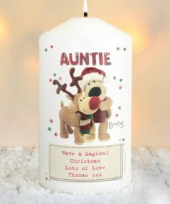 Personalised Boofle Christmas Reindeer Pillar Candle