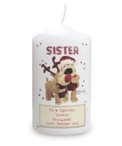 Personalised Boofle Christmas Reindeer Pillar Candle